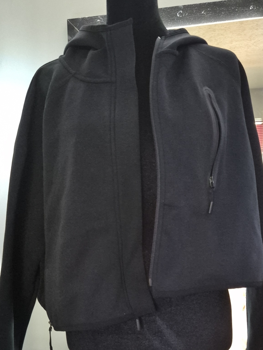 Nike Women's Black Hooded Windbreaker with Zip Chest Pocket